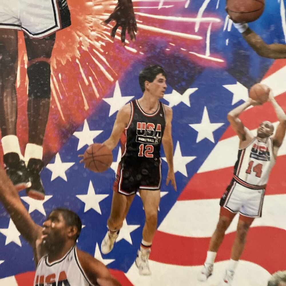 1992 STARLINE MICHAEL JORDAN & AMERICA’S DREAM TEAM OLYMPIC BASKETBALL POSTER - Picture 8 of 12